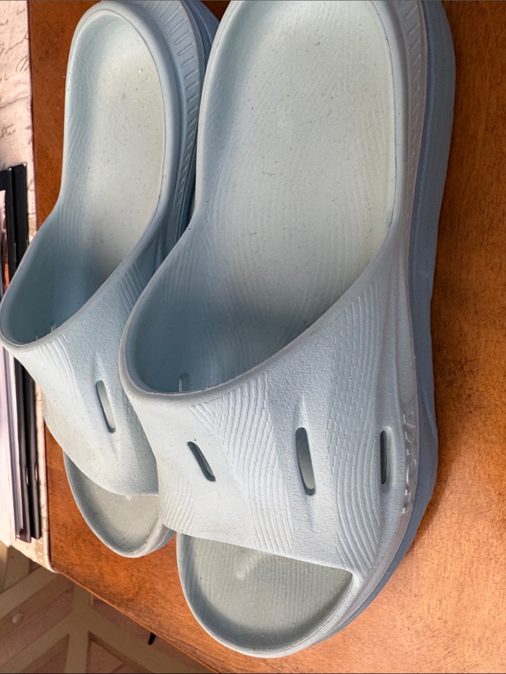 Hoka Light Blue Slip-On Slide Sandals